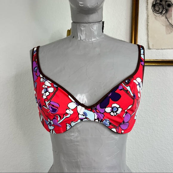 Huit France Floral Neon Bikini Top - Picture 1 of 6